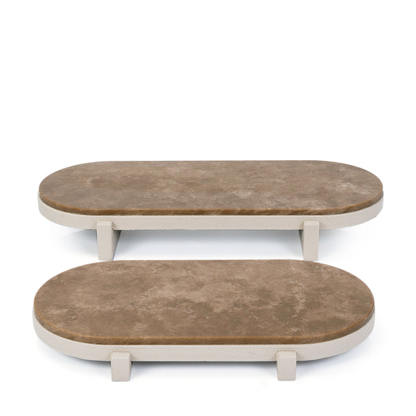 Set of 2 marble leather base stand