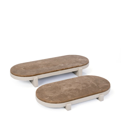 Set of 2 marble leather base stand