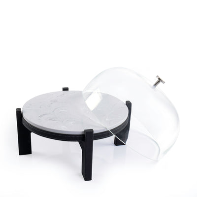 marble leather base stand with glass cover