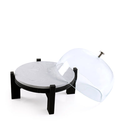 marble leather base stand with glass cover
