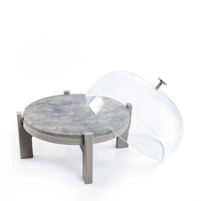 marble leather base stand with glass cover
