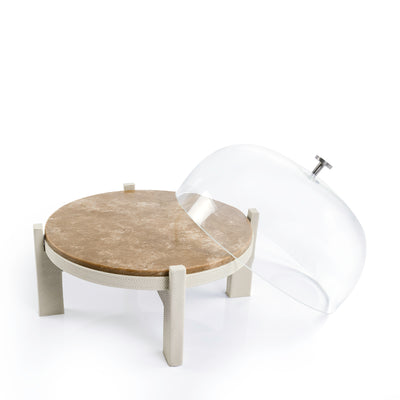 marble leather base stand with glass cover