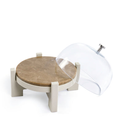 marble leather base stand with glass cover