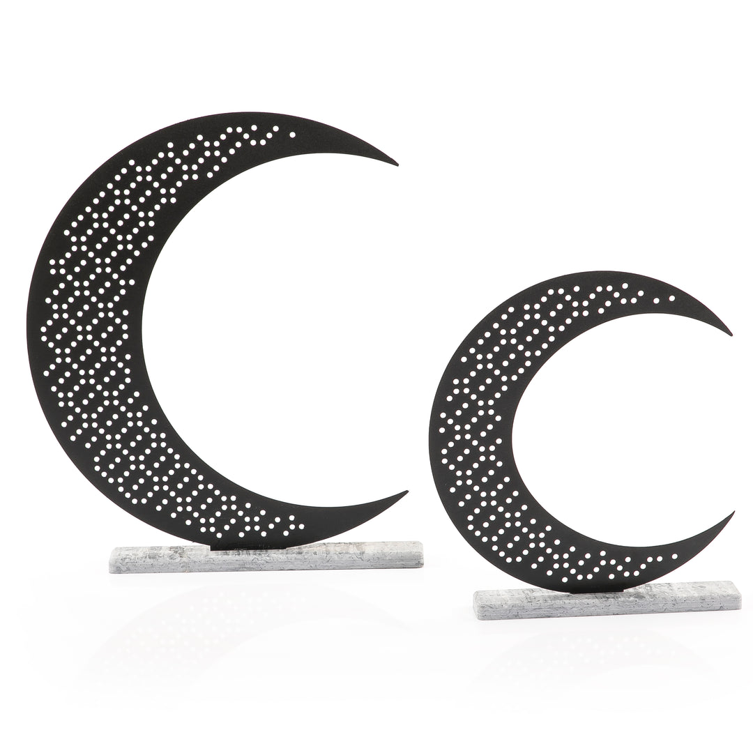 Set of 2 crescent moon metal stand