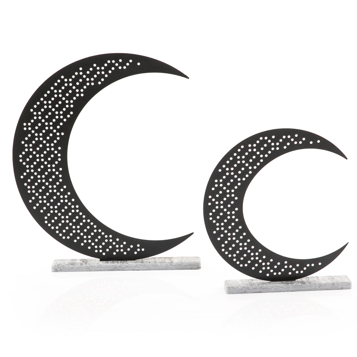 Set of 2 crescent moon metal stand