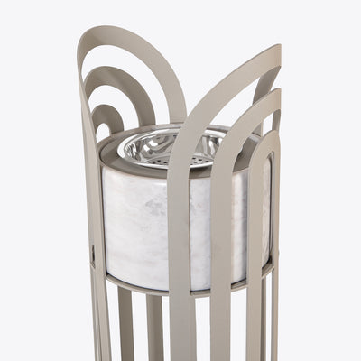 مبخر معدني بقاعدة رخامية بيضاء مع بوكس هدايا - رمادي
