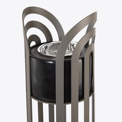 مبخر معدني بقاعدة رخامية سوداء مع بوكس هدايا - رمادي غامق
