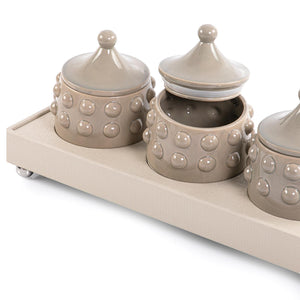 Set of 3 ceramic jars with tray - CASCADES