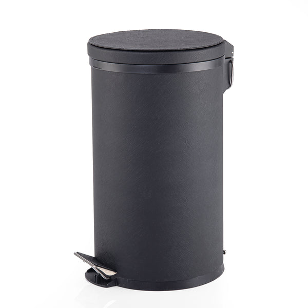 Large Leather Trash Can - Black