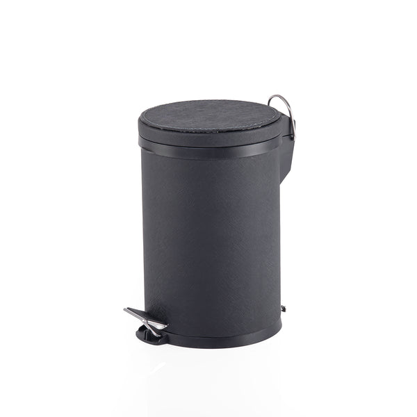 Small Leather Trash Can - Black