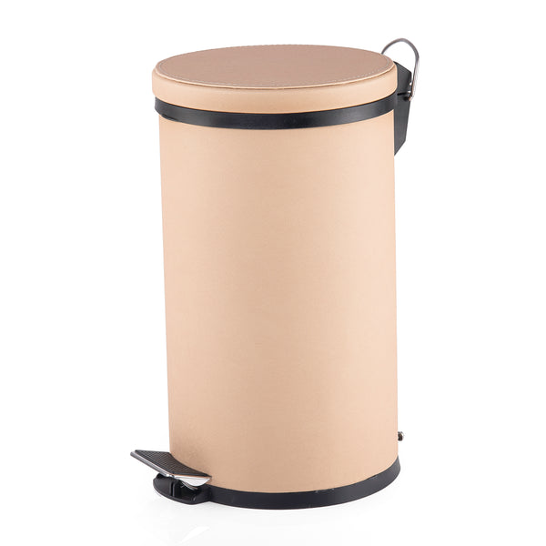 Large Leather Trash Can - Golden Yellow