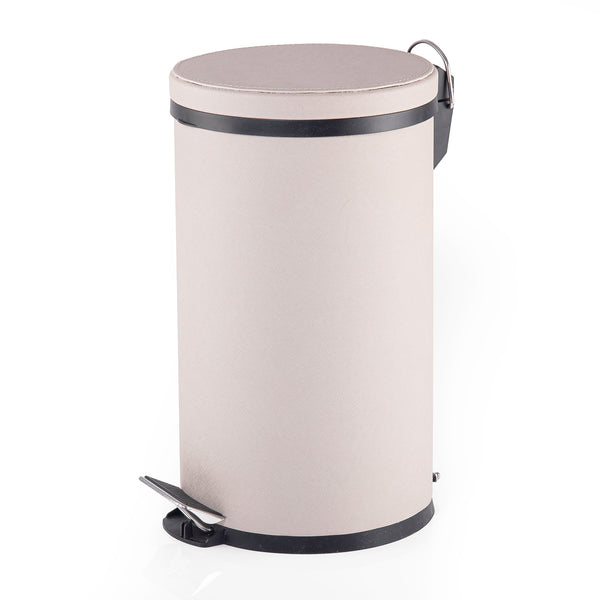 Large Leather Trash Can - Warm Grey