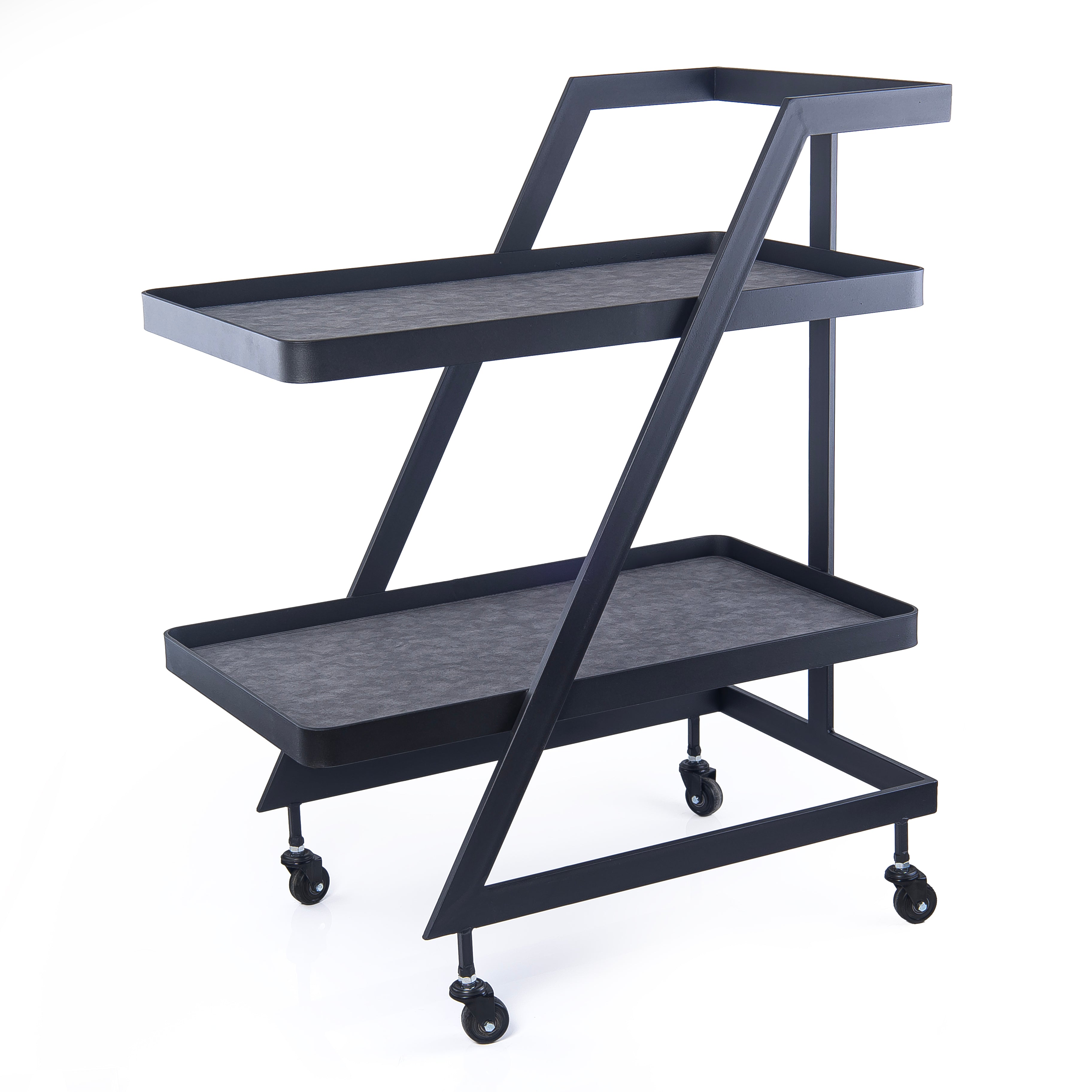 ترولي من المعدن والجلد - أسود