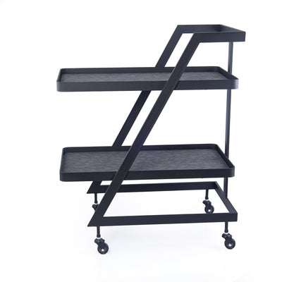 ترولي من المعدن والجلد - أسود