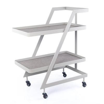 ترولي من المعدن والجلد - رمادي 