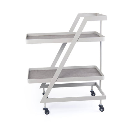 ترولي من المعدن والجلد - رمادي 