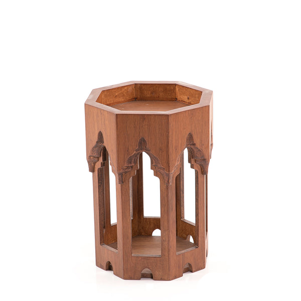 Brown color circular shape wooden minaret