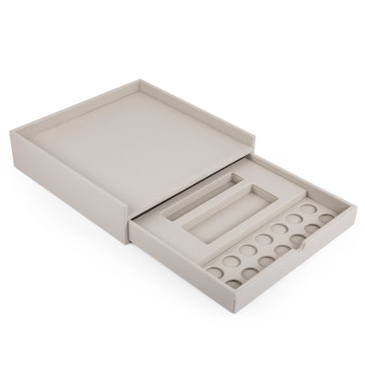 ركنة القهوة جلد - رمادي فاتح