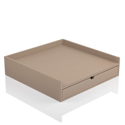 ركنة القهوة جلد - بني فاتح