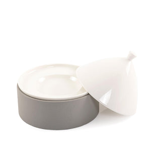 Ceramic plate with leather base - CASCADES