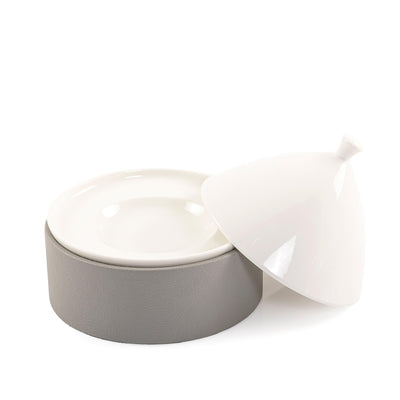 Ceramic plate with leather base - CASCADES