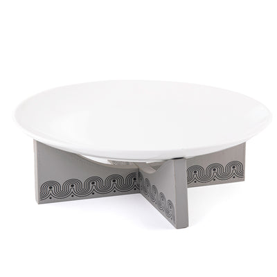 ستاند جلد رمادي داكن مع طبق سيراميك دائري