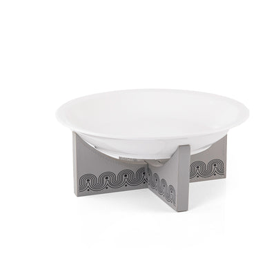 ستاند جلد رمادي داكن مع طبق سيراميك دائري