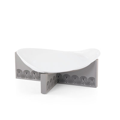 Dark Grey Leather Stand with Ceramic Plate