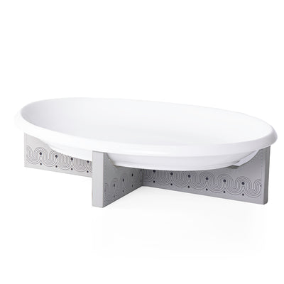 Dark Grey Leather Stand with Ceramic Plate