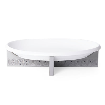 Dark Grey Leather Stand with Ceramic Plate