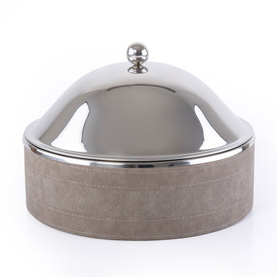 حافظ حرارة الطعام الجلد كبير - رمادي