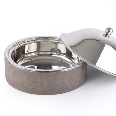 حافظ حرارة الطعام الجلد كبير - رمادي