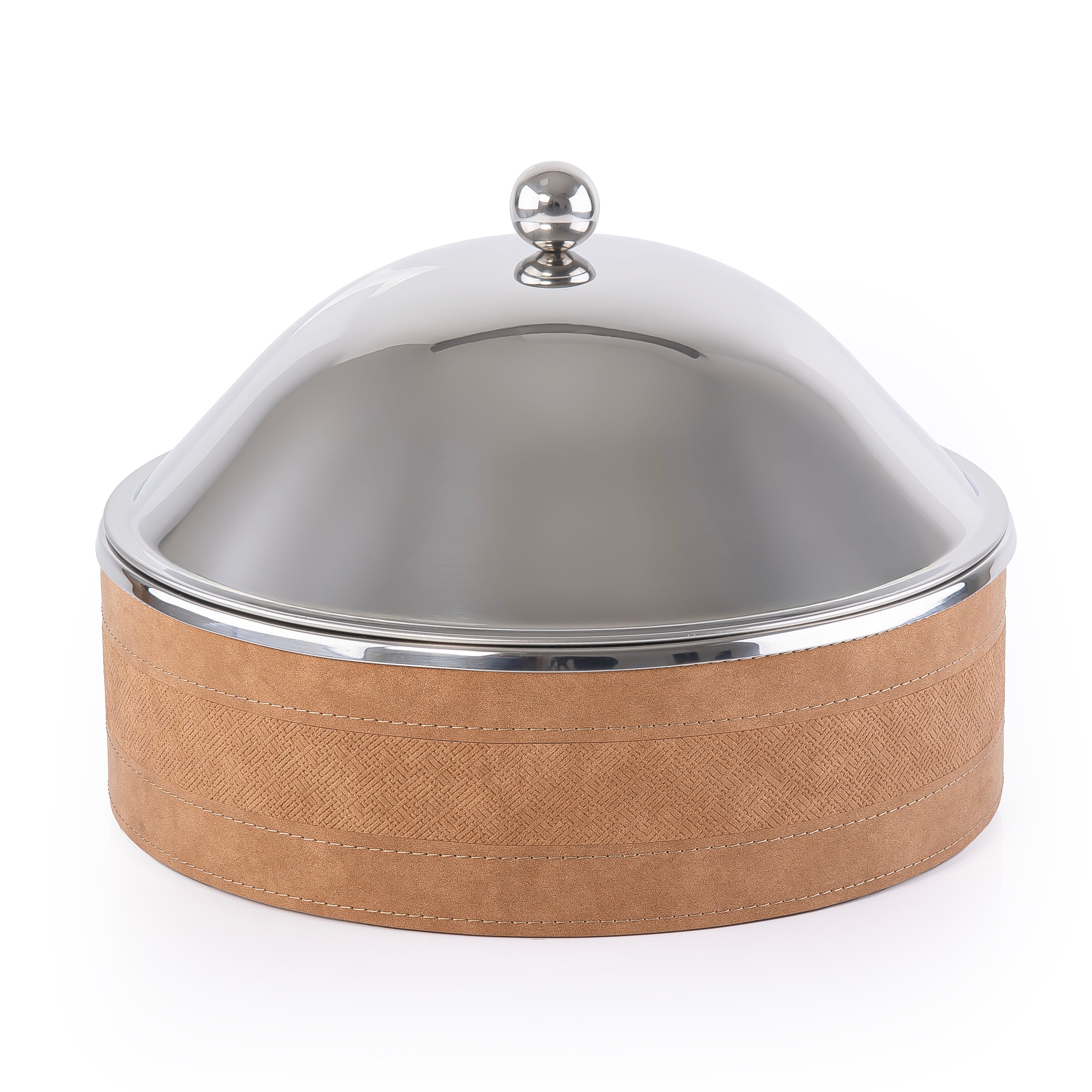 حافظ حرارة الطعام الجلد كبير - بني 