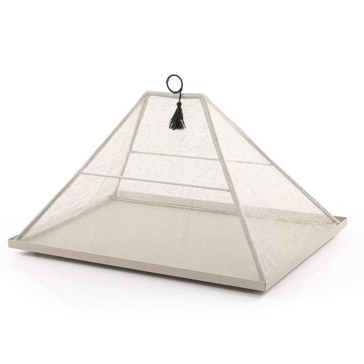Foldable rattan cover with metal tray
