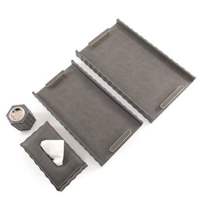 طقم 2 صواني جلد مع مبخر