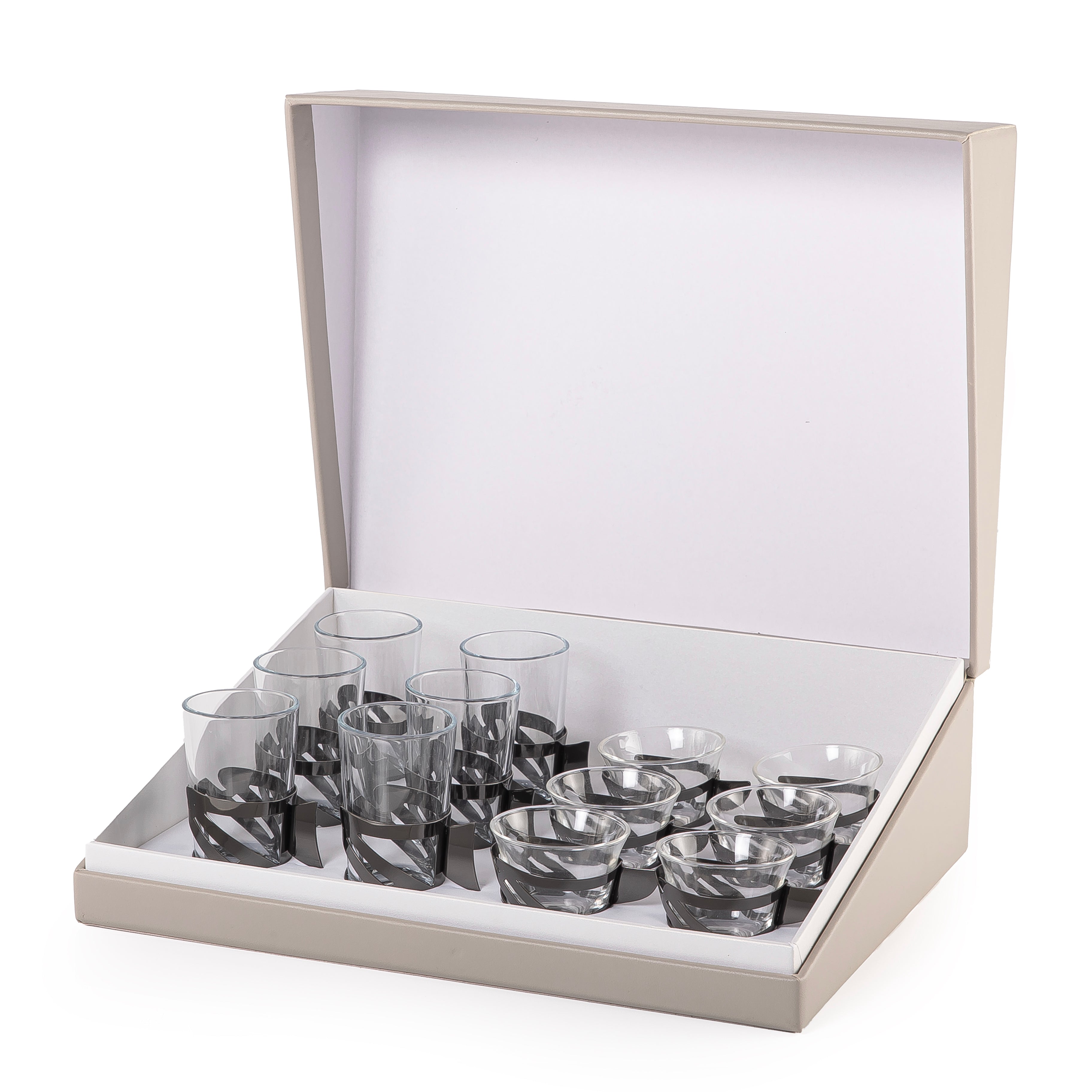 طقم فناجين الشاي والقهوة 12 قطعة مع بوكس هدايا - أسود