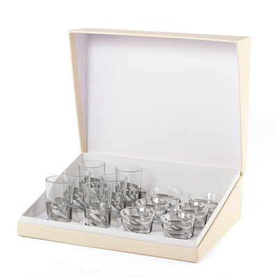 Set of 12 pcs tea and coffee cups with gift box - silver