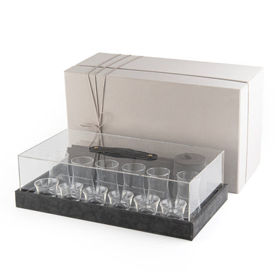 طقم أكواب وكوستر جلد مع بوكس هدايا - أسود 