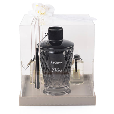 موزع عطر Bliss بحجم 3000 مل مع 3 زجاجات قابلة لأعادة التعبئة مع بوكس اكليريك
