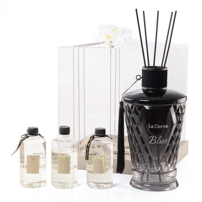 موزع عطر Bliss بحجم 3000 مل مع 3 زجاجات قابلة لأعادة التعبئة مع بوكس اكليريك