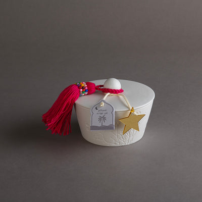 Gergaan Matt White Bowl With Tassel - Pink