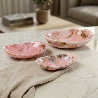 Set of 3 Resin Oval Plate with gift box - Pink