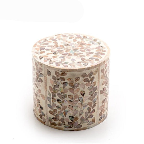 قاعدة أسطوانية صدف باللون البيج