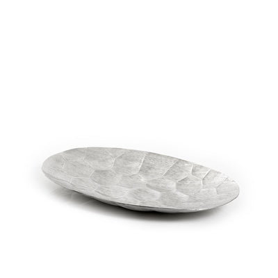 طبق بيضاوي معدن - فضي 