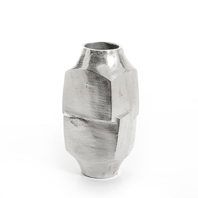 silver metal vase