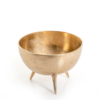 Gold Round Metal Bowl With Legs