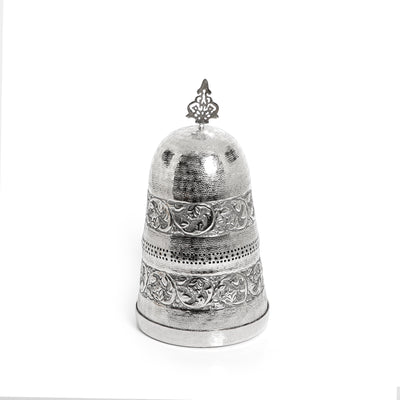 طبق معدني فضي مع غطاء