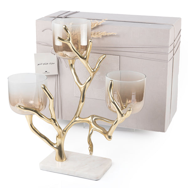 Gold Metal Candle Holder with Gift Box