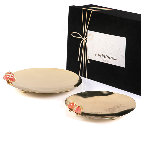 Set of 2 steel tray with stone and gift box - CASCADES