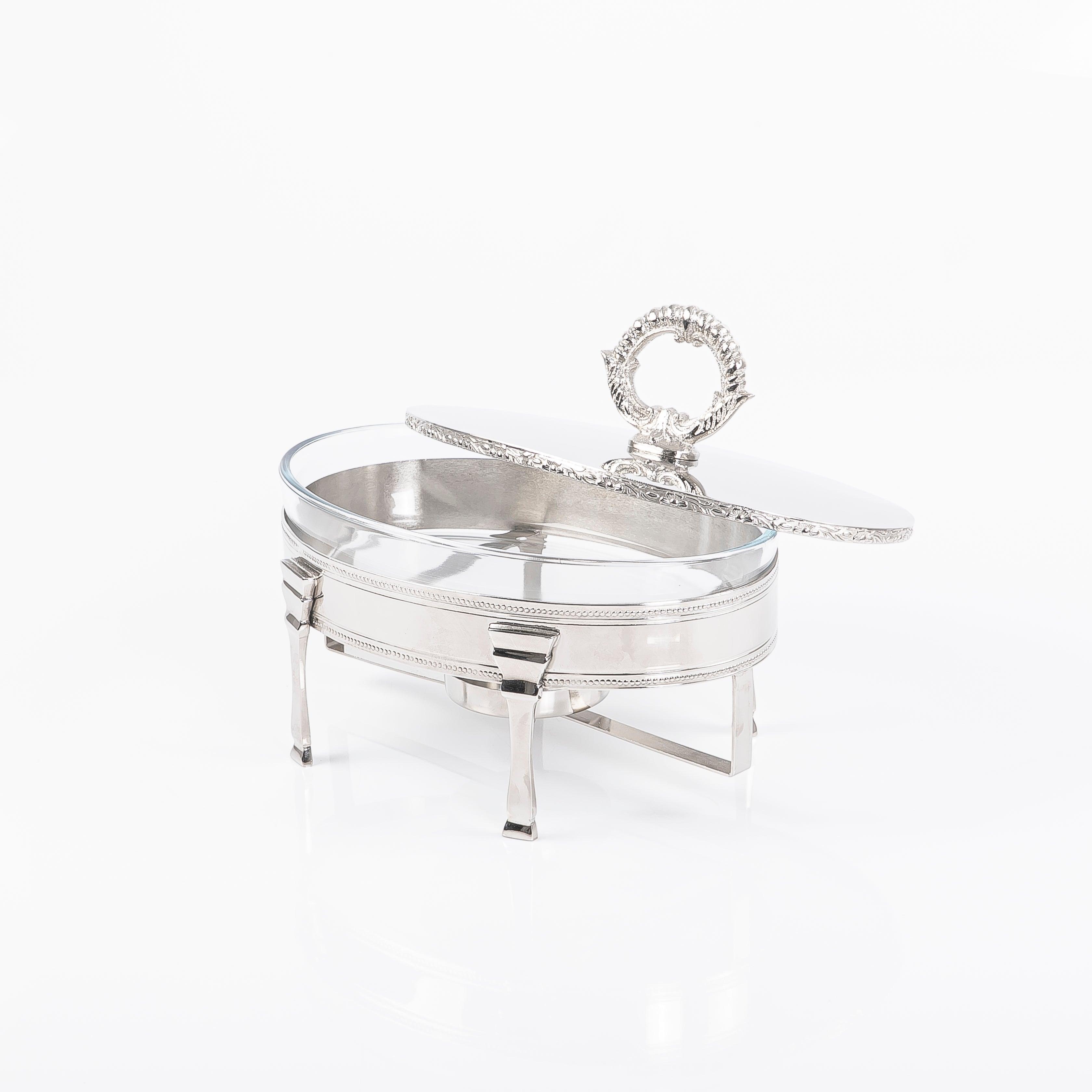 Silver steel food heat keeper with byrex roaster - CASCADES